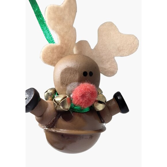 Reindeer Jingle Bell Christmas Ornament handmade Heart - Picture 7 of 9
